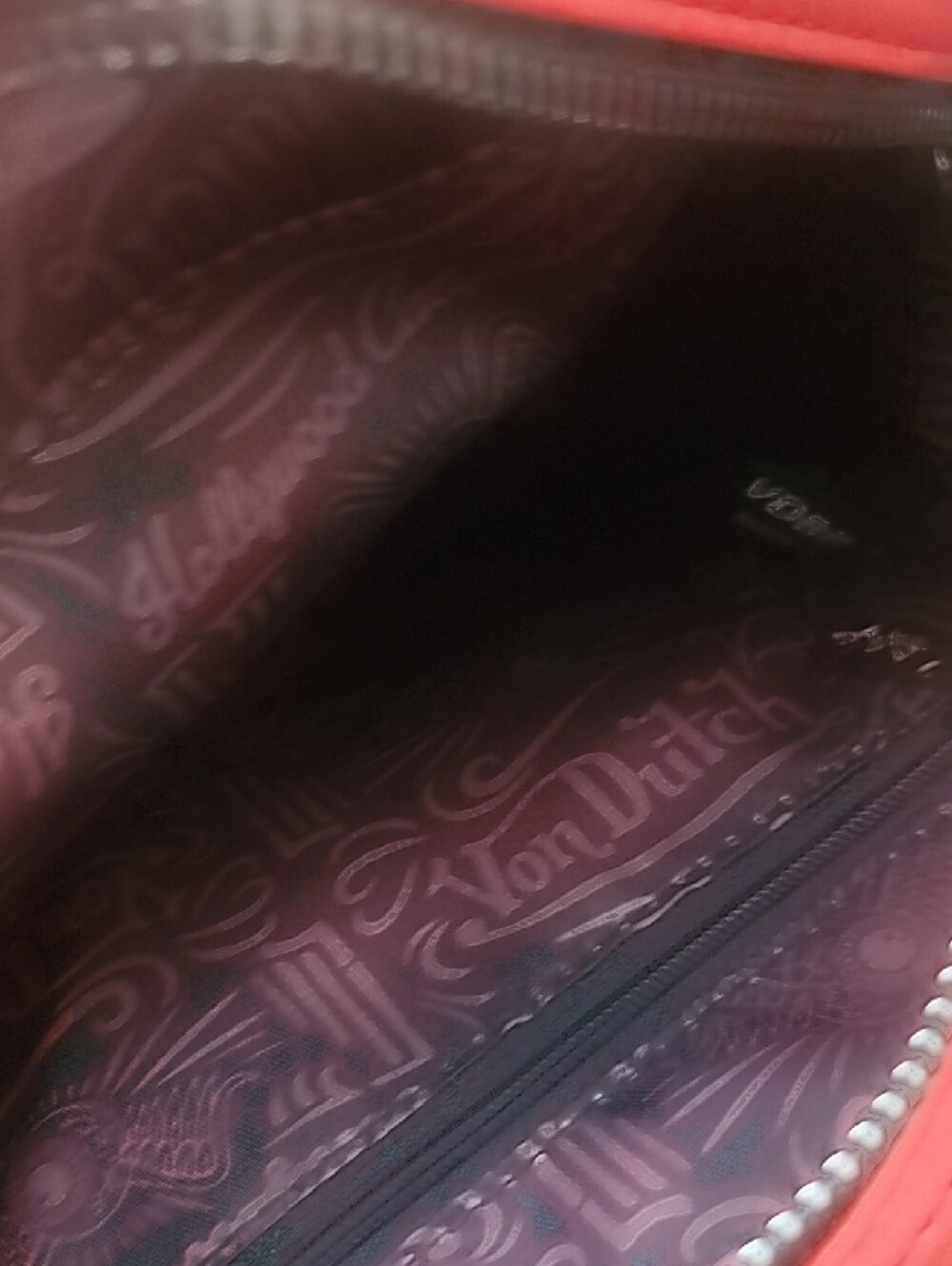 Von Dutch Leopard Print Crossbody Satchel in Brown with Red Accents - Picture 5 of 5